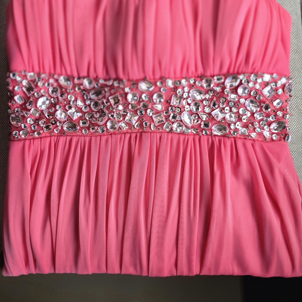 City Triangles Pink Strapless Gown with Embellishement